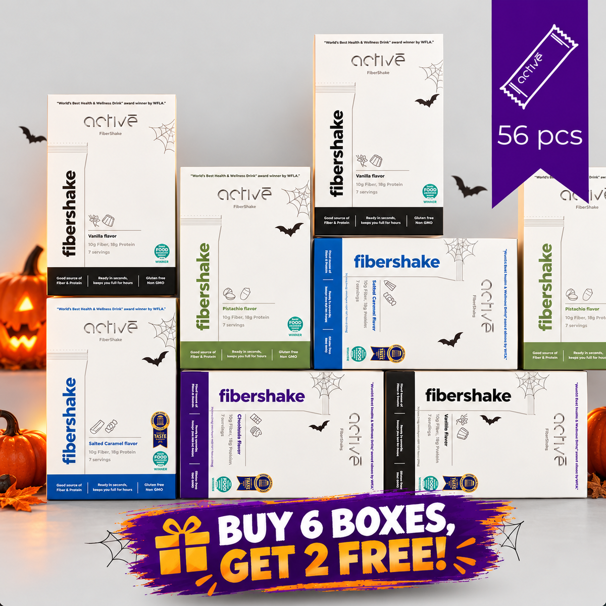 activé FiberShake Halloween Sale Bulk Bundle: 6 Boxes + 2 Boxes = FREE (56 Servings)
